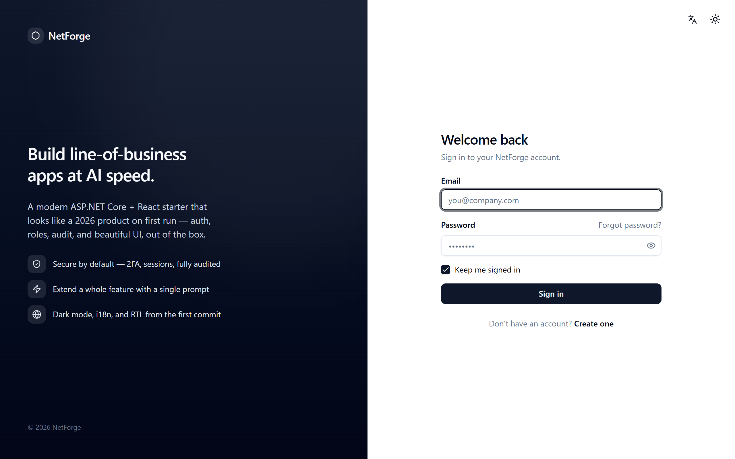 NetForge sign-in screen
