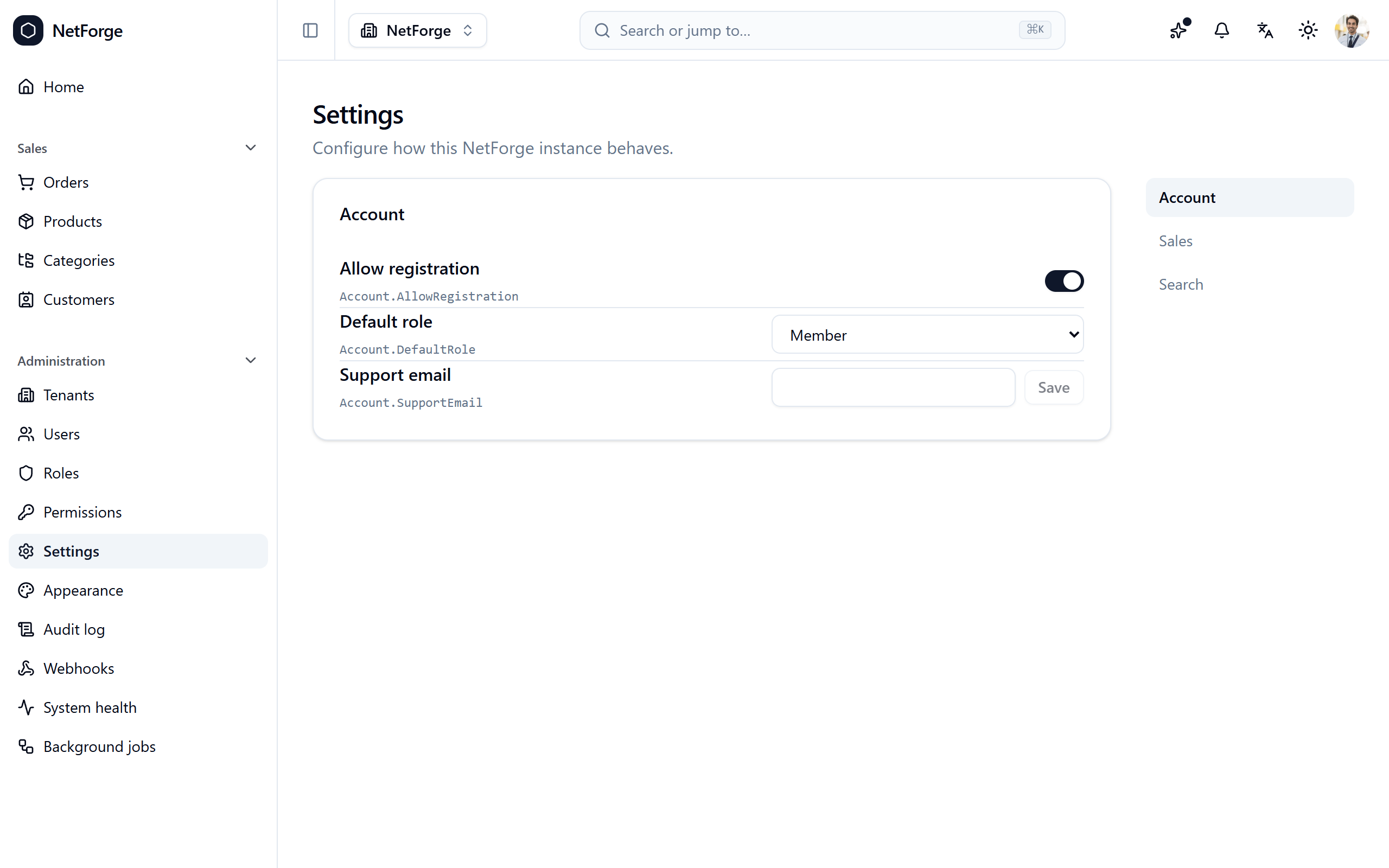 Settings UI